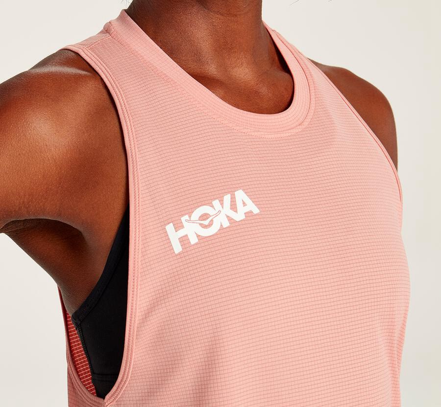 Haut Hoka One One Performance Utility Tank Femme - Rose - XSL-269438